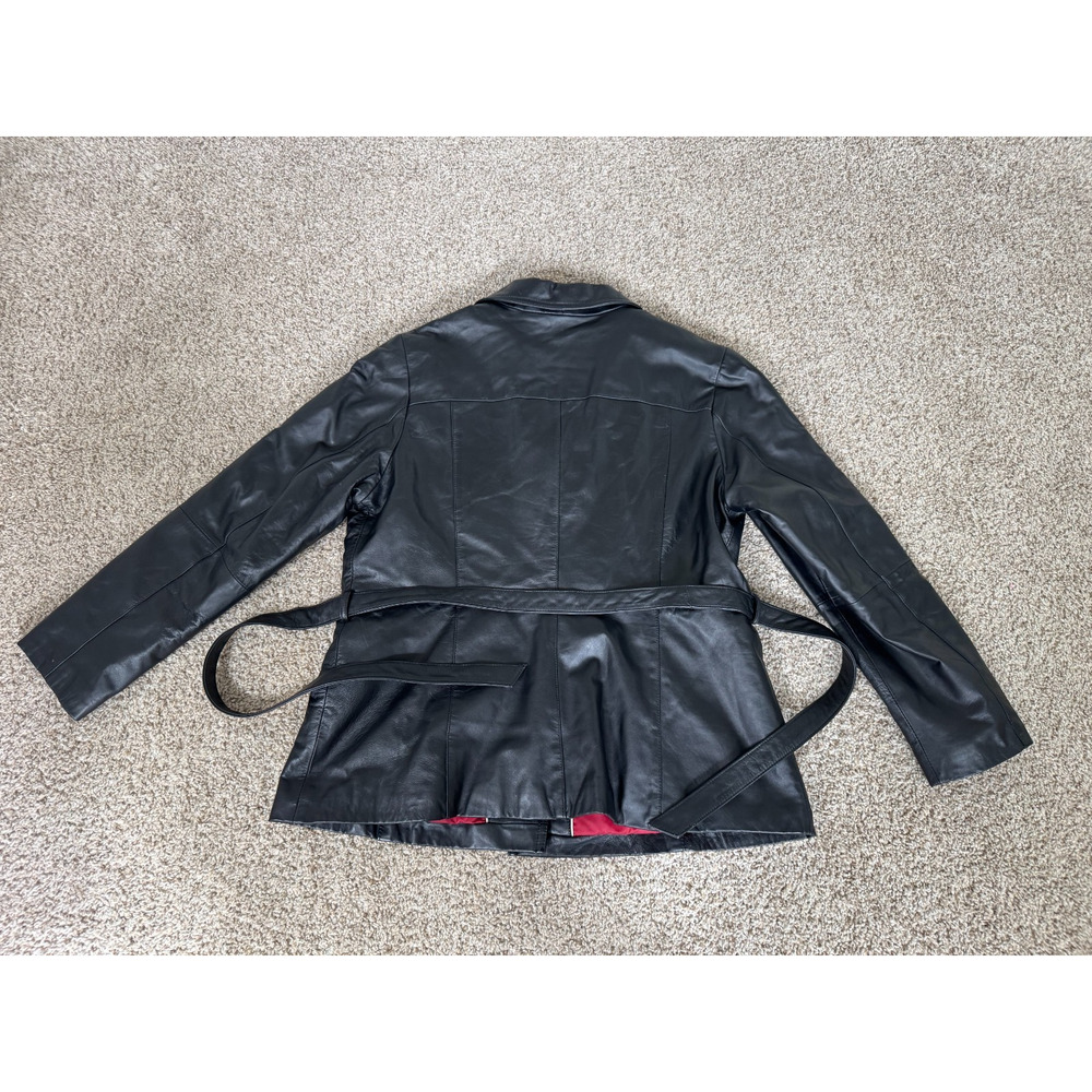 Vintage Wilsons Leather Maxima Belted Buttery Soft Black Leather Jacket XXL 90s - Picture 2 of 12